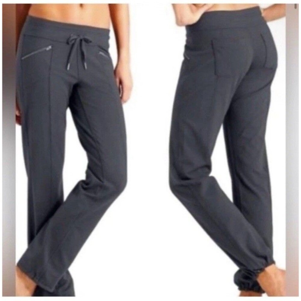 Athleta Metro Slouch Jogger Pants Womens S Gray Zip Pocket Stretch Yoga Gym